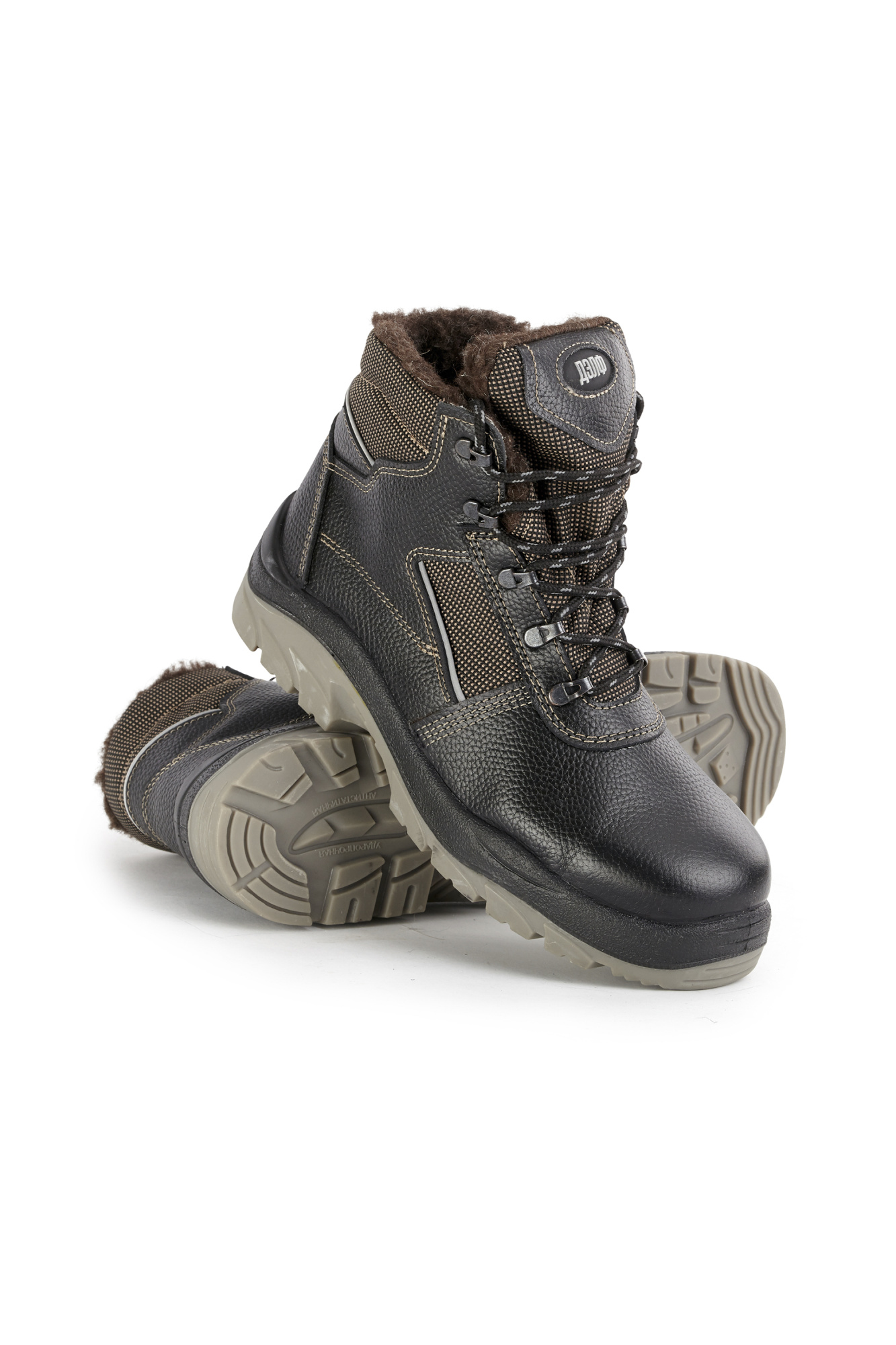 Ботинки ДЭЛФ зимние с КП (черный/бежевый)