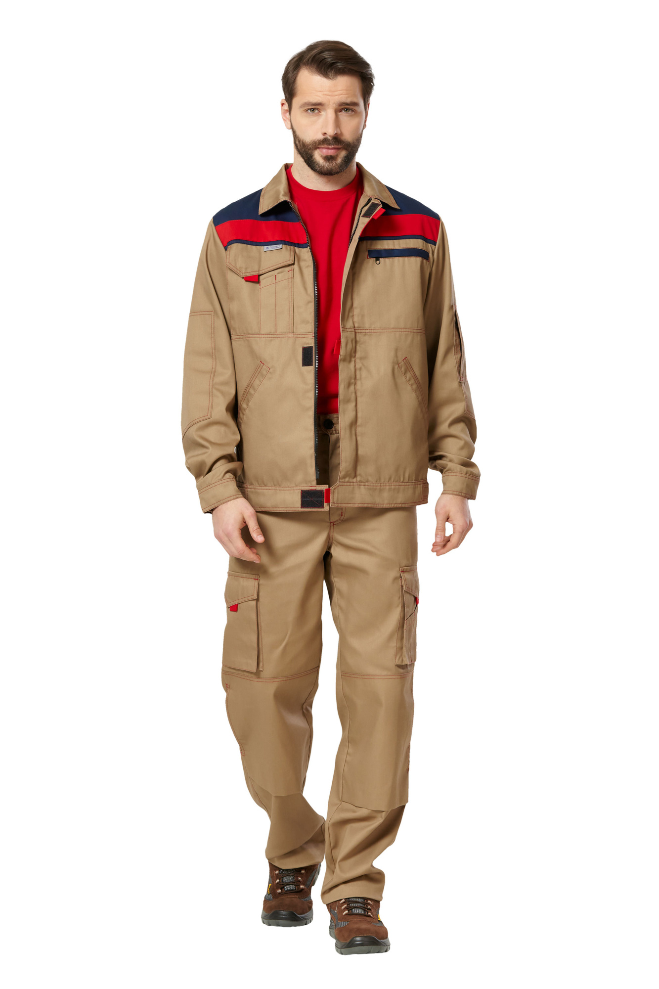 Куртка РОЛЬФ 1 (бежевый/т.синий/красный)