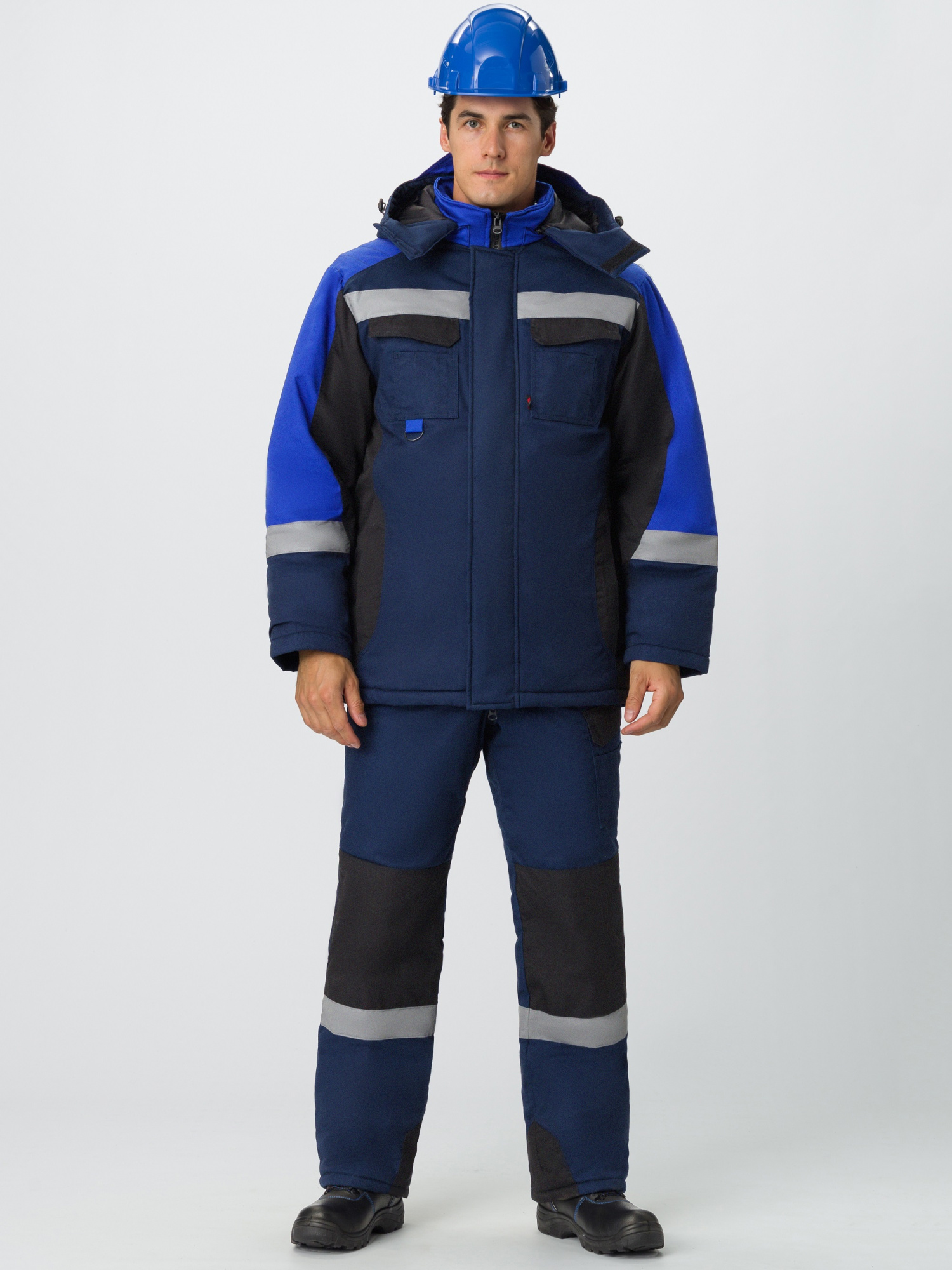 Костюм ВЕКТРОН-2 СОП зимний с ПК (т.синий/черный/васильковый)