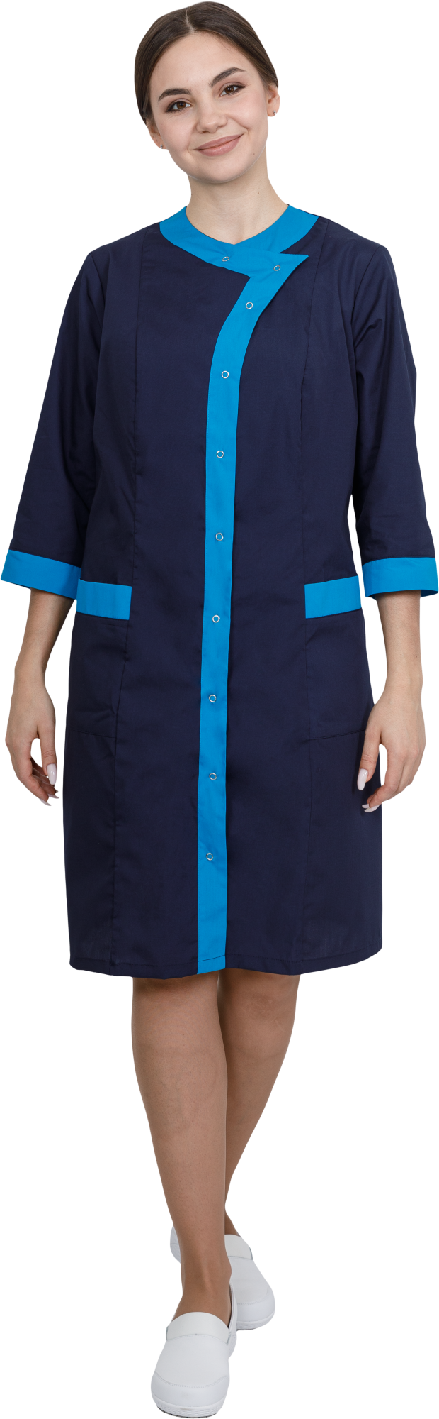 Халат САКУРА женский (т.синий/голубой)