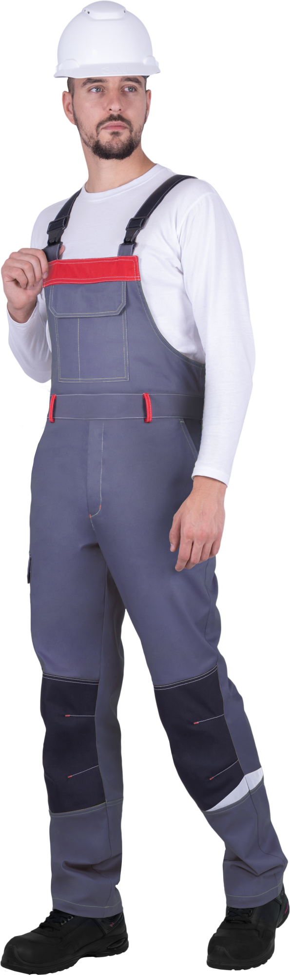 Полукомбинезон ТУРБО SAFETY (серый/чёрный/красный)