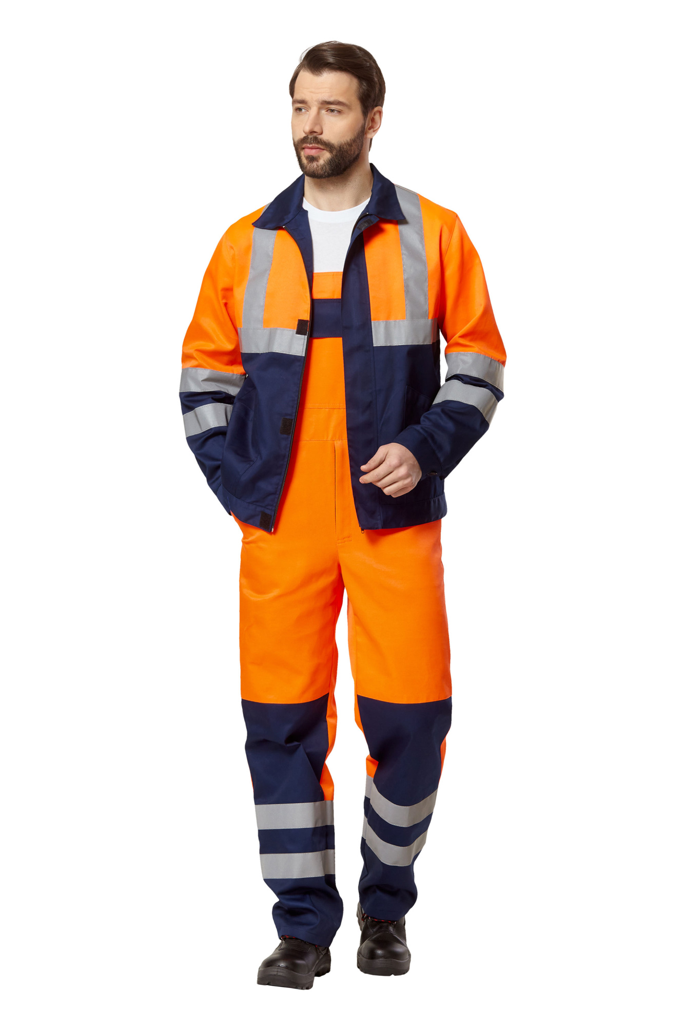 Костюм сигнальный с ПК (оранжевый/т.синий)