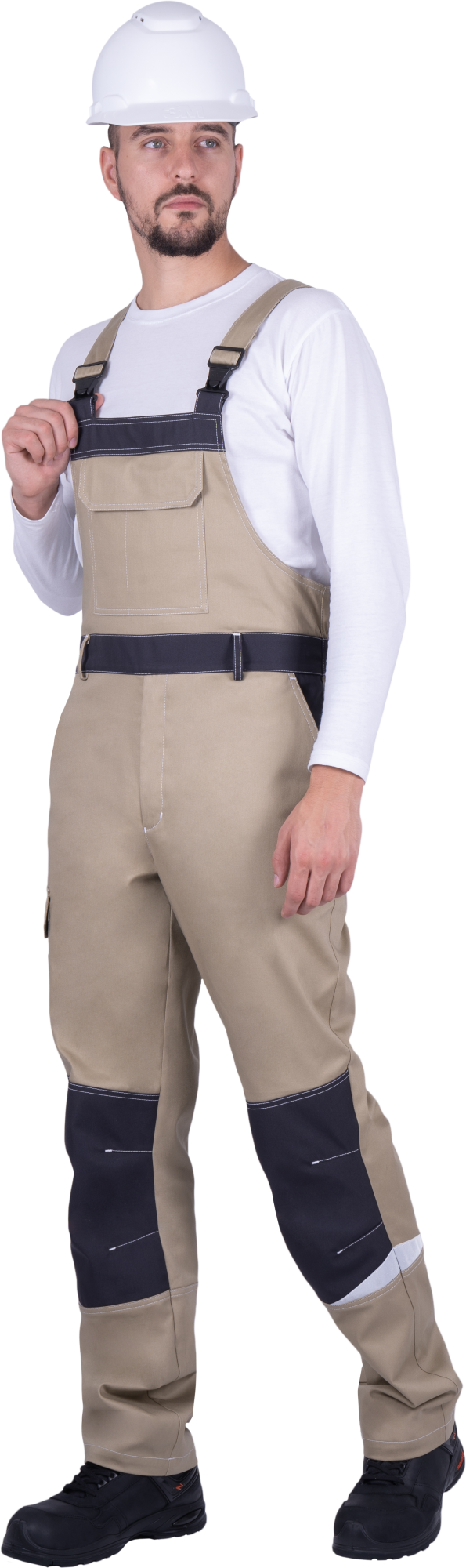 Полукомбинезон ТУРБО SAFETY (бежевый/т.серый)