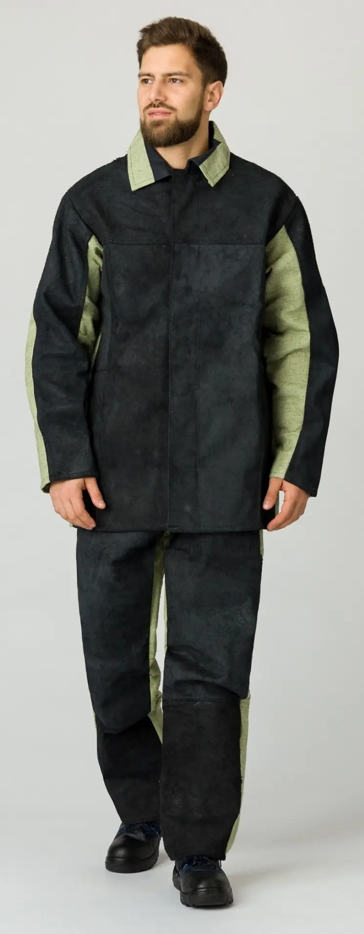 Костюм сварщика комб. 2 кл.защиты с БР (черный/бежевый)