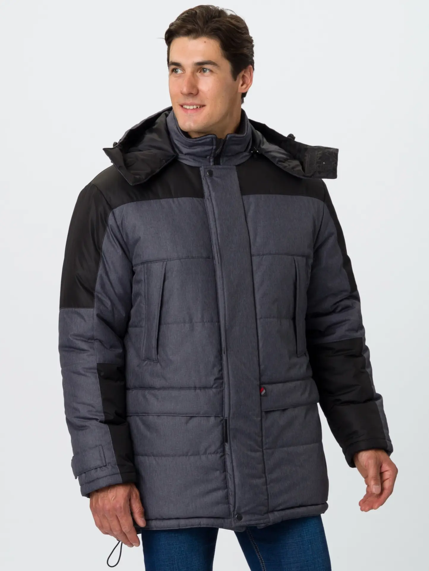 Куртка ПРЕМИУМ CH зимняя (т.серый меланж/черный)