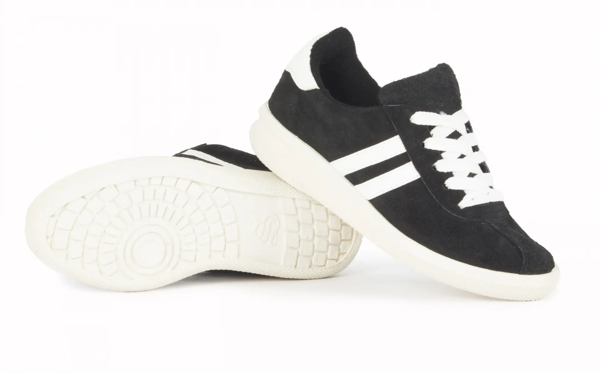 Кроссовки нат.замша ПВХ (черный/белый)