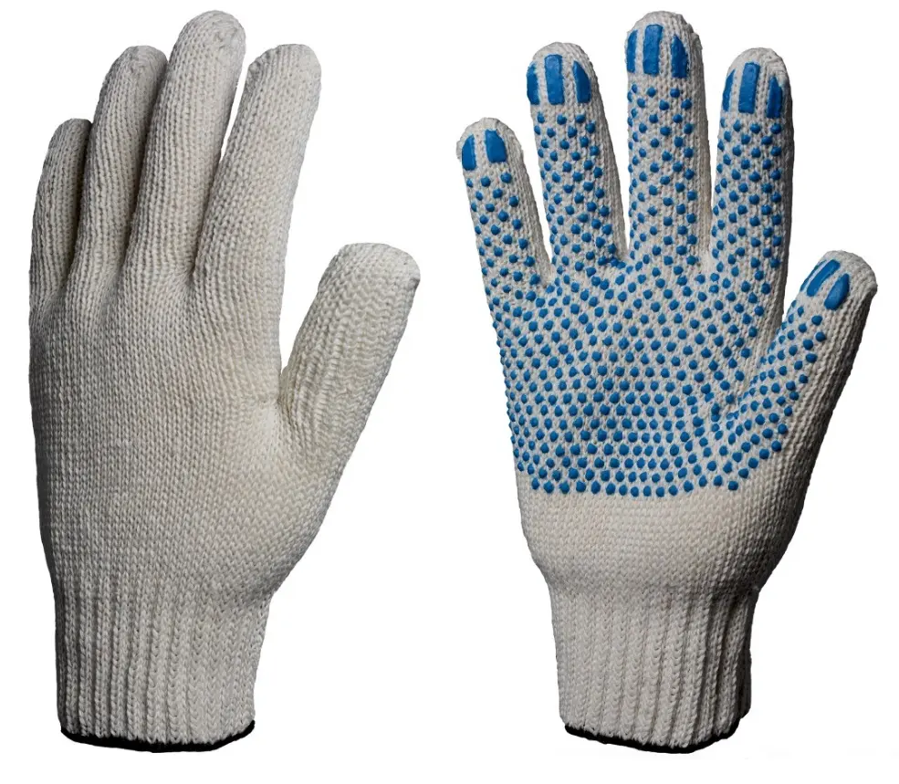 Перчатки ЛЮКС х/б с ПВХ ТОЧКА 7,5кл 216текс 10пар (белый)