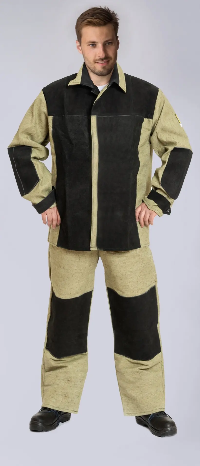 Костюм сварщика А4 комб. 2 кл.защиты с БР (черный/бежевый)