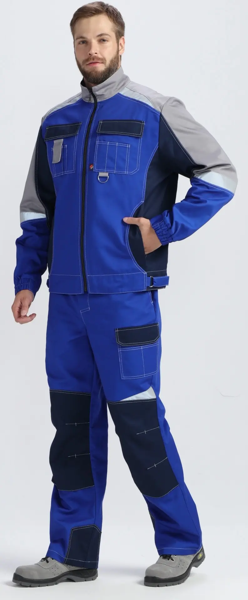 Костюм ВЕКТРОН-1 с БР (васильковый/т.синий/серый)