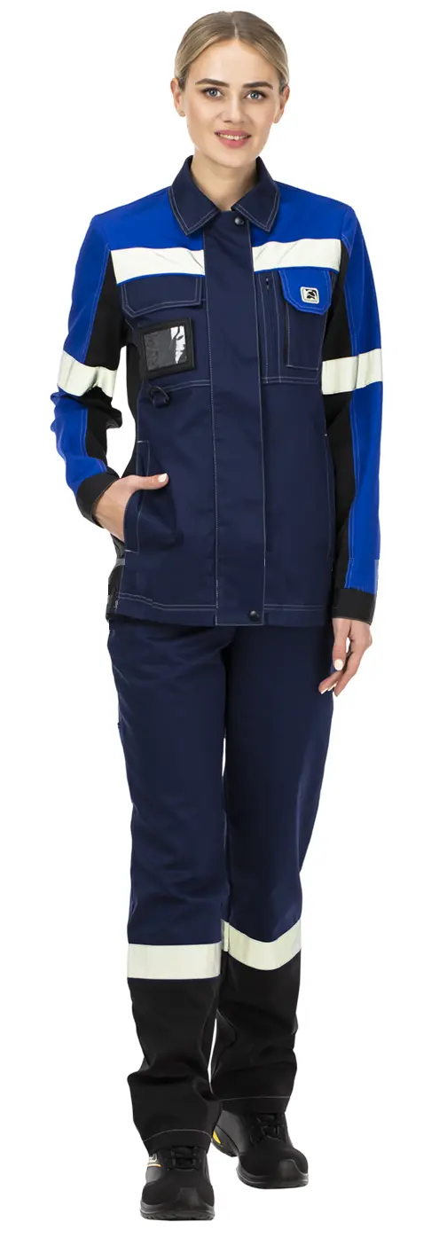 Костюм ВИВАТ женский с БР (т.синий/васильковый/черный)