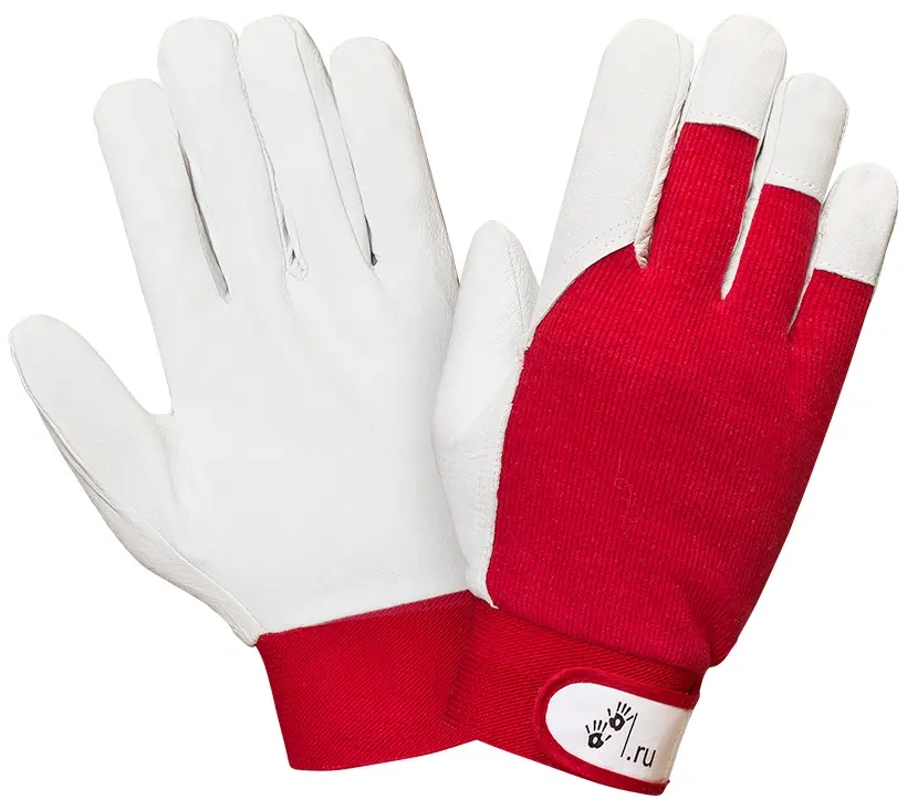 Перчатки 2HANDS 0755 (0255) кожаные комбинированные на велкро