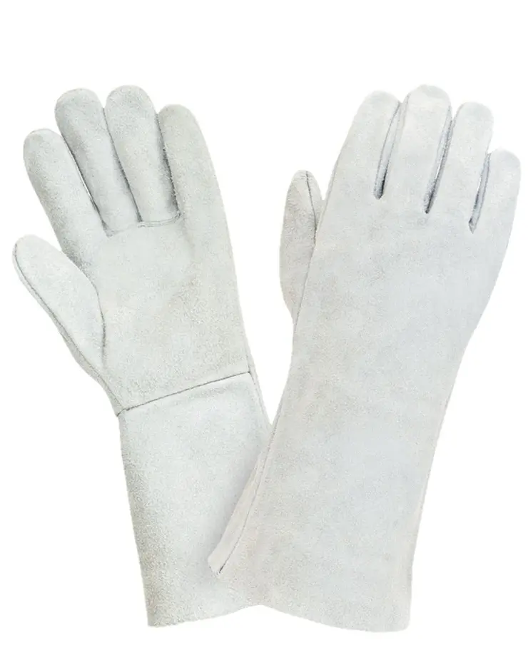 Краги 2Hands Т10 ЕСО3 спилковые пятипалые (серые)