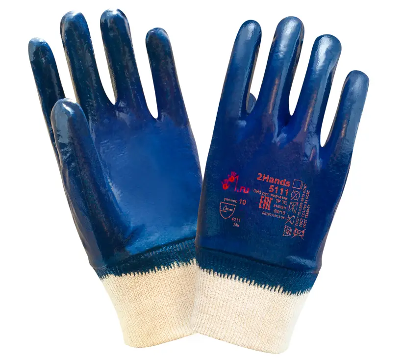 Перчатки 2HANDS LIGHT 5111 (Blue) облегченные с полным нитриловым покрытием резинка