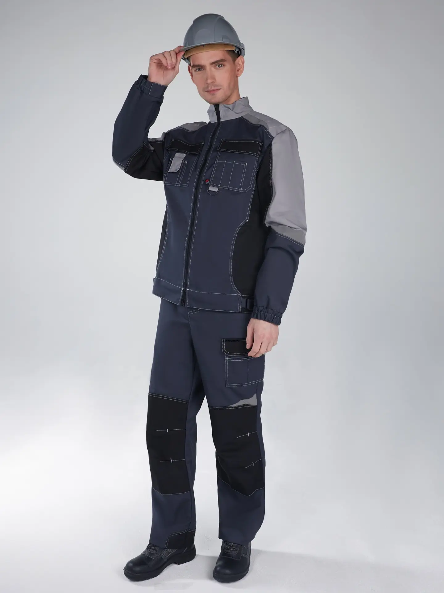 Костюм ВЕКТРОН-1 с БР (т.серый/св.серый/черный)