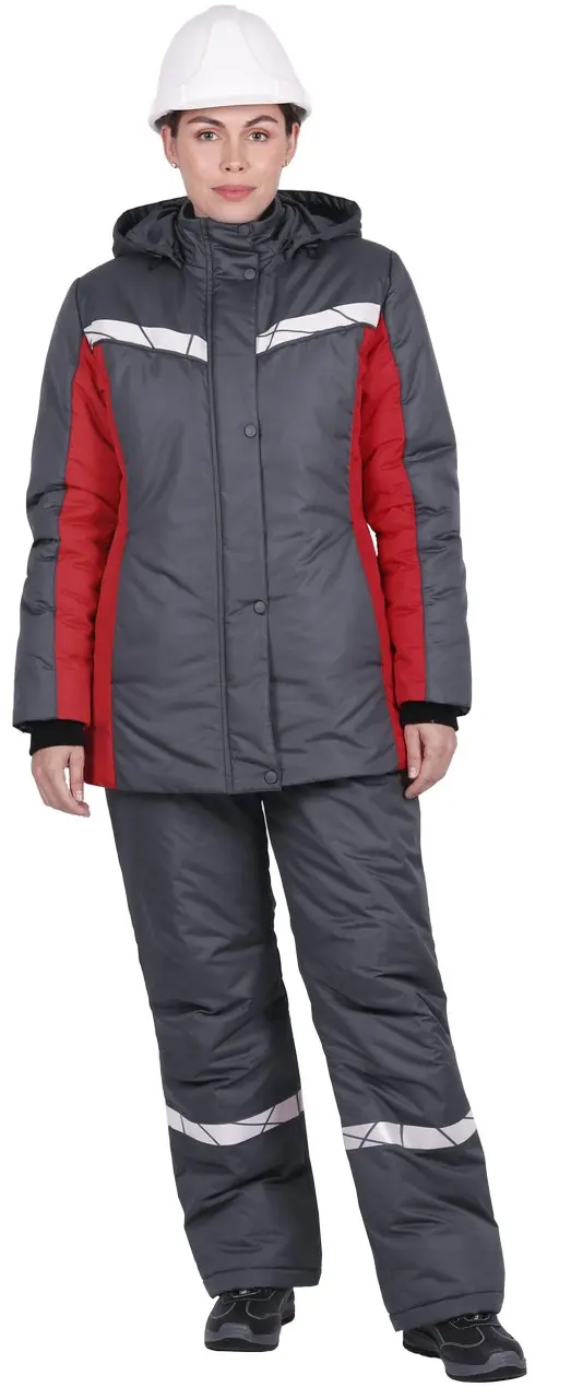 Куртка ВИРАЖ НЕО женская зимняя (т.серый/красный)