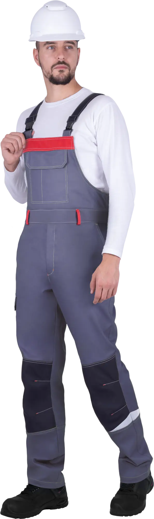 Полукомбинезон ТУРБО SAFETY (серый/чёрный/красный)