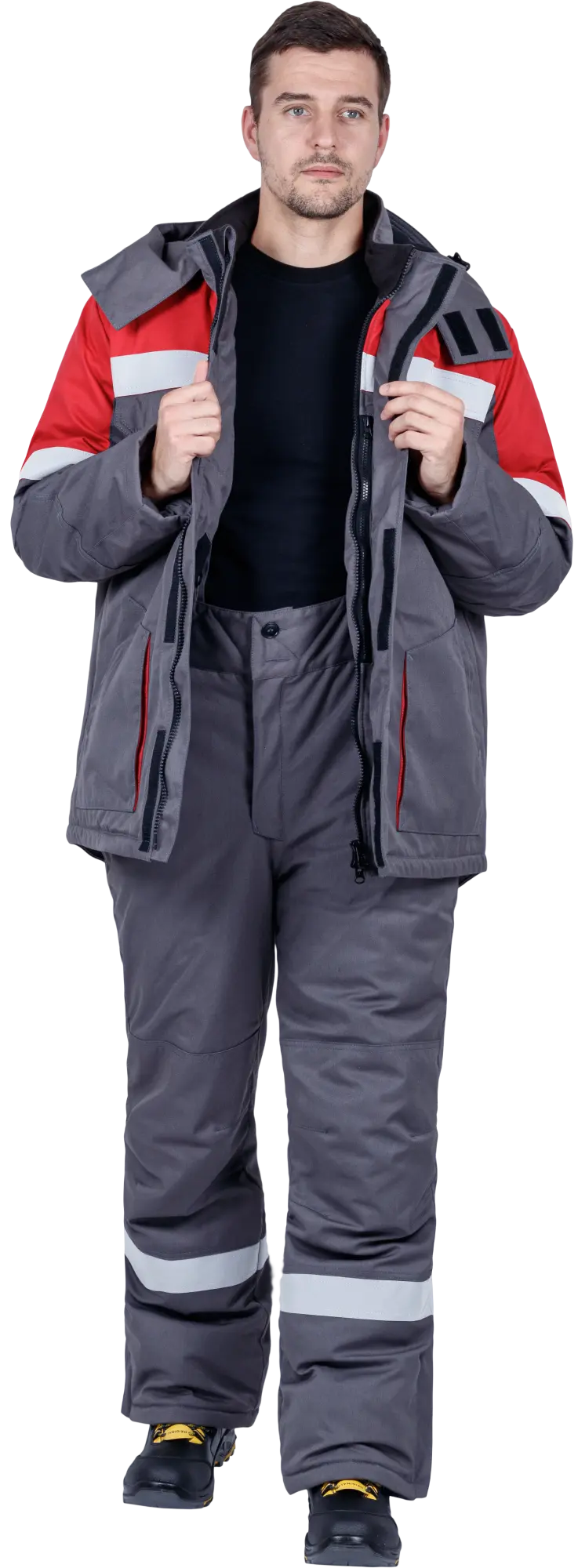 Костюм ЭЛЕКТРОСТОП ТЕРМО ЗЭТВ 62.5 зимний с БР (серый/красный)