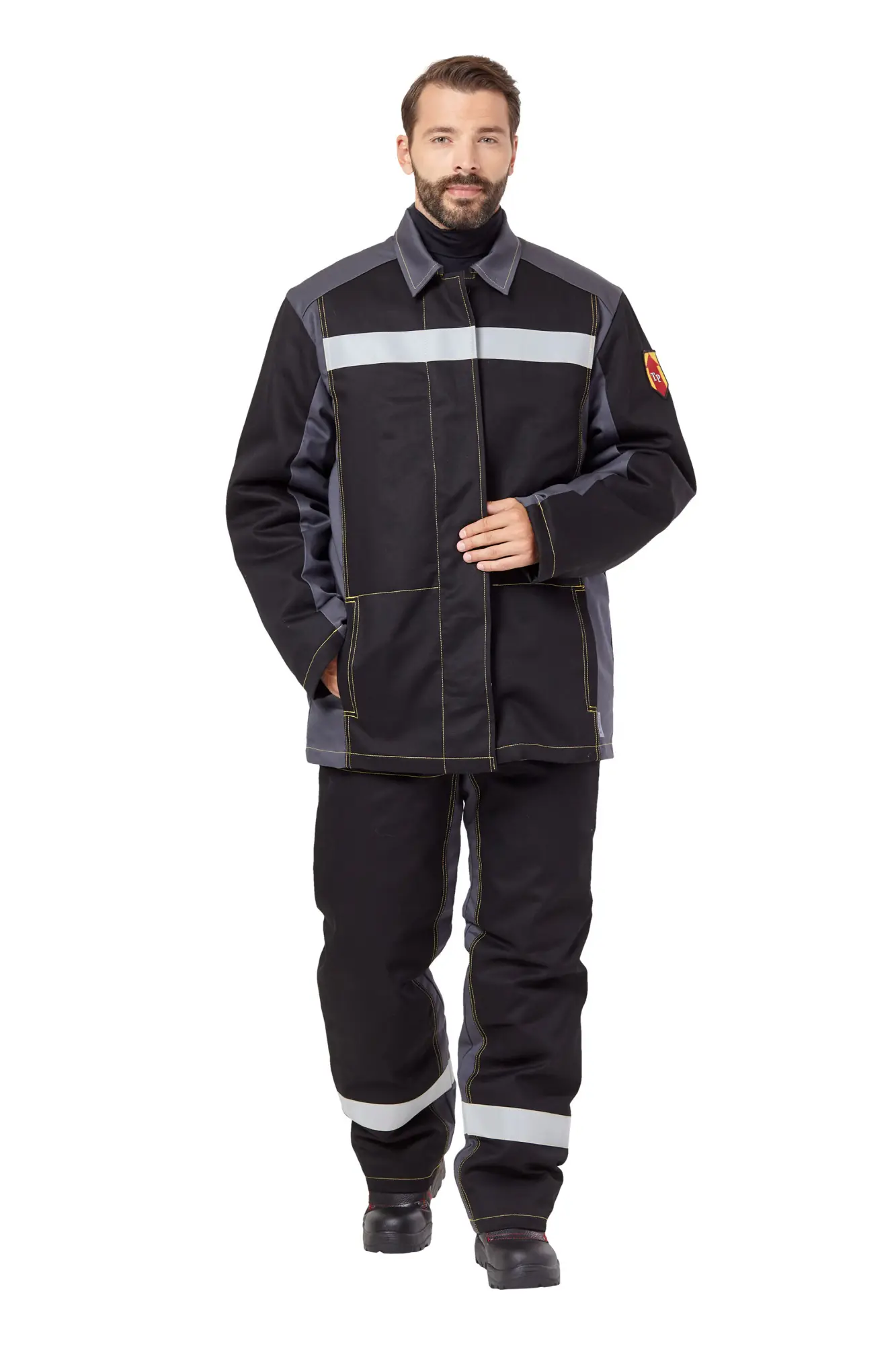 Костюм сварщика ФАЙМЕР 1 зимний с БР (серый/черный)